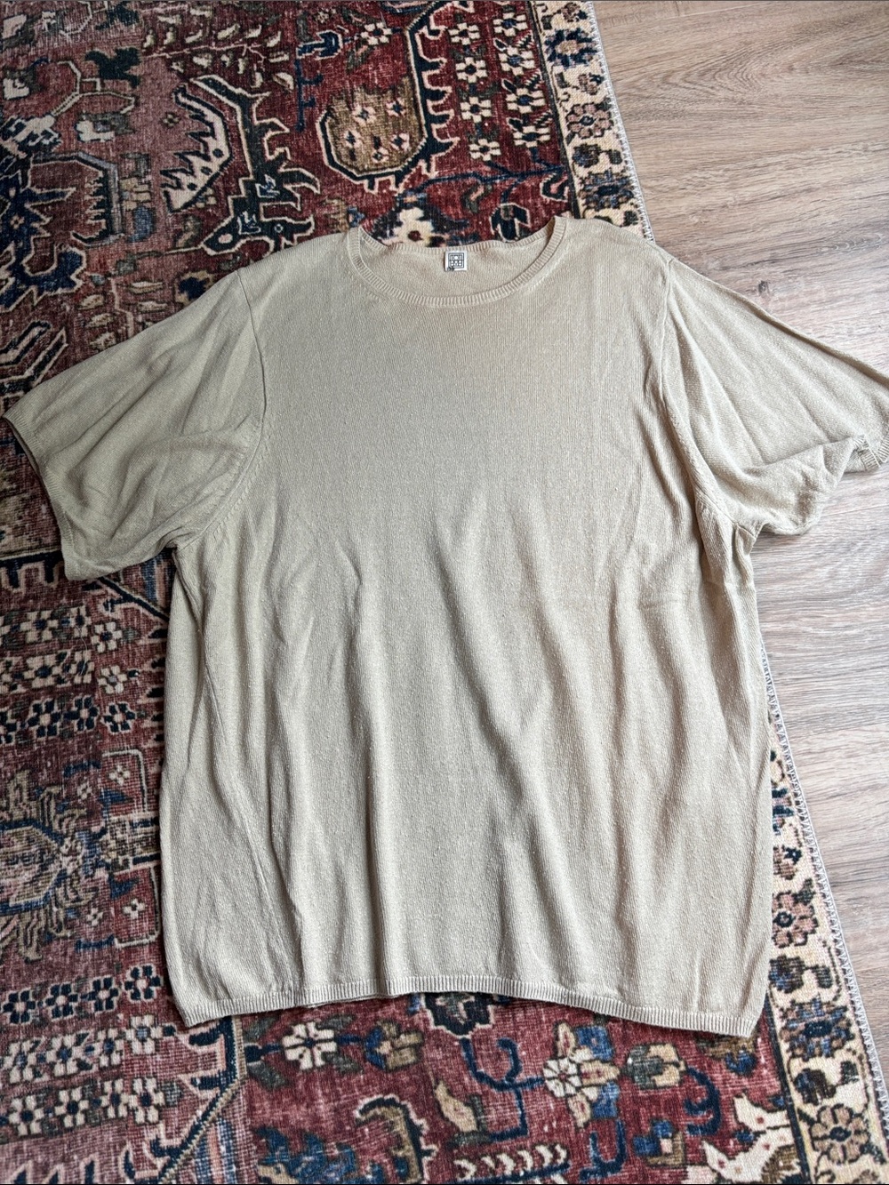 Toteme Textured Mulberry Silk Knit Top in Light Beige